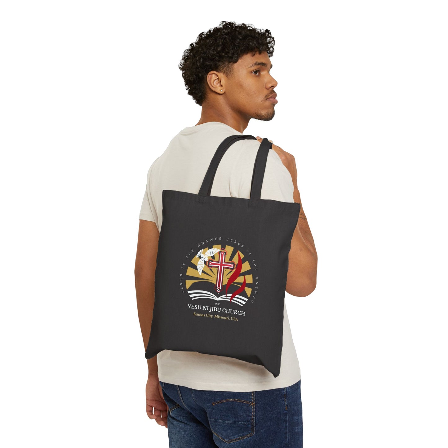 Yesu ni Jibu Cotton Canvas Tote Bag