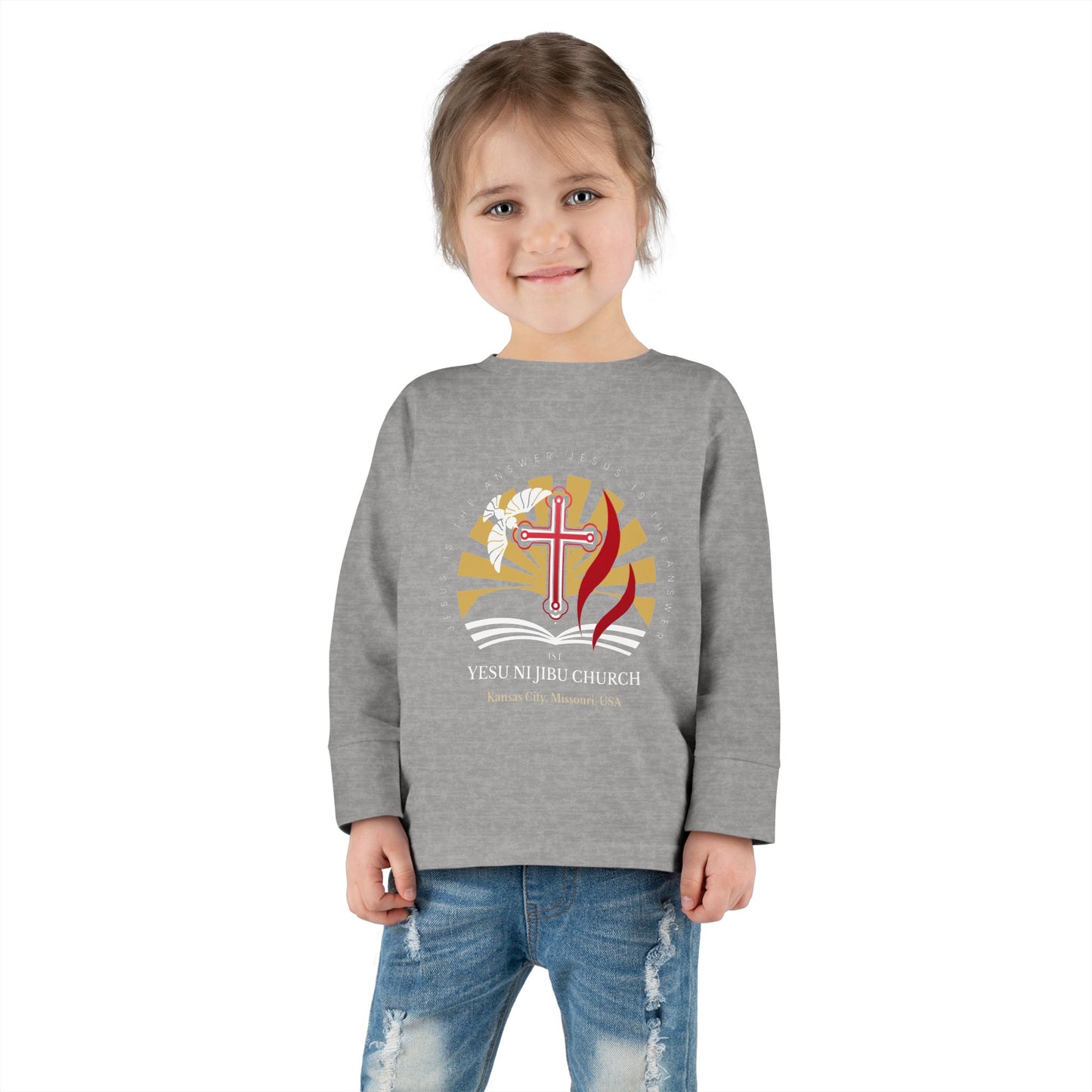 Yesu ni Jibu Toddler Long Sleeve Tee