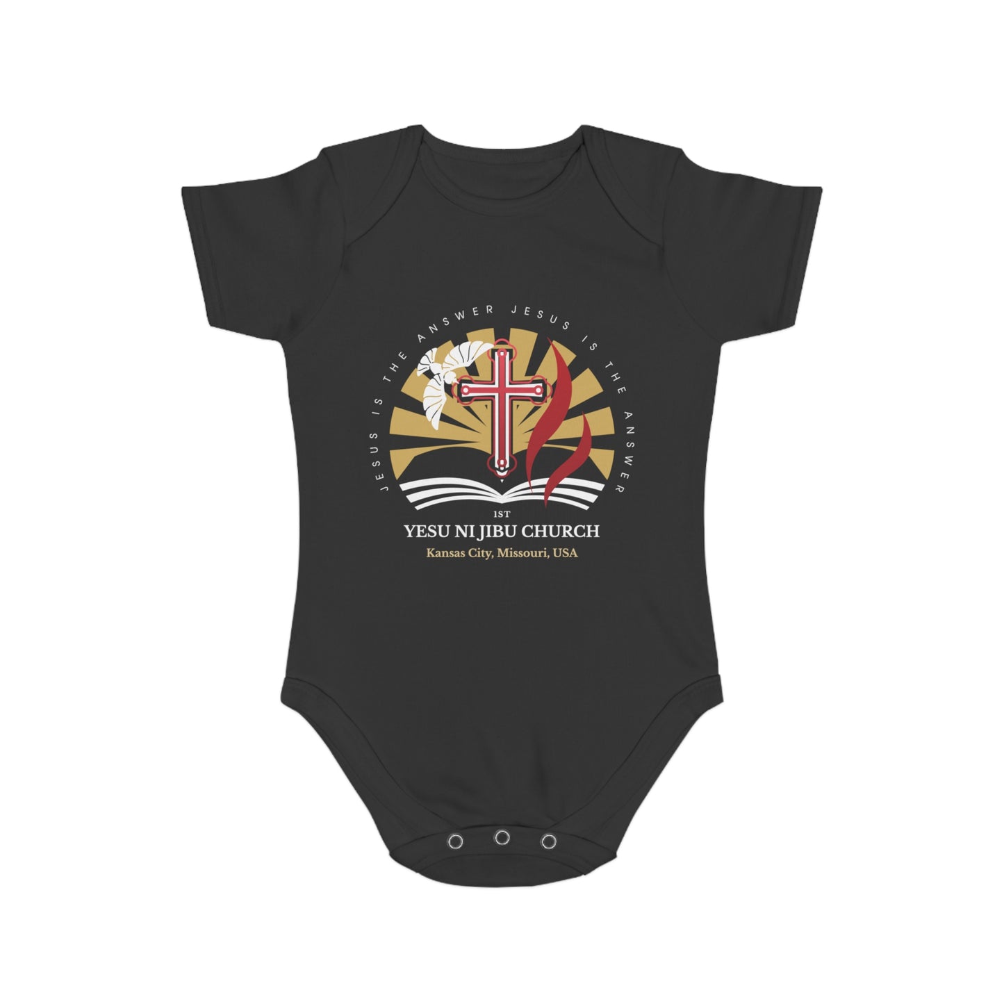 Yesu ni Jibu Short Sleeve Baby Bodysuit