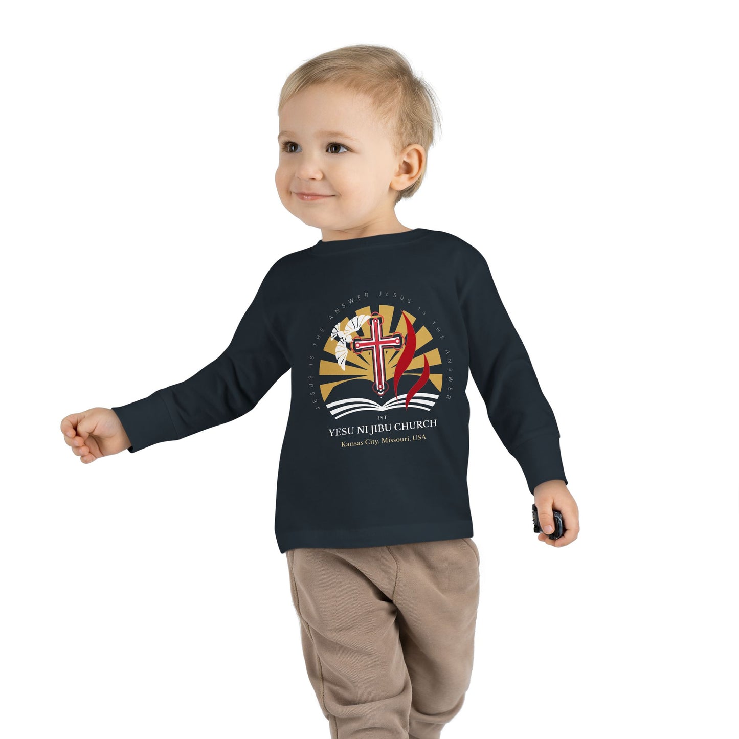 Yesu ni Jibu Toddler Long Sleeve Tee