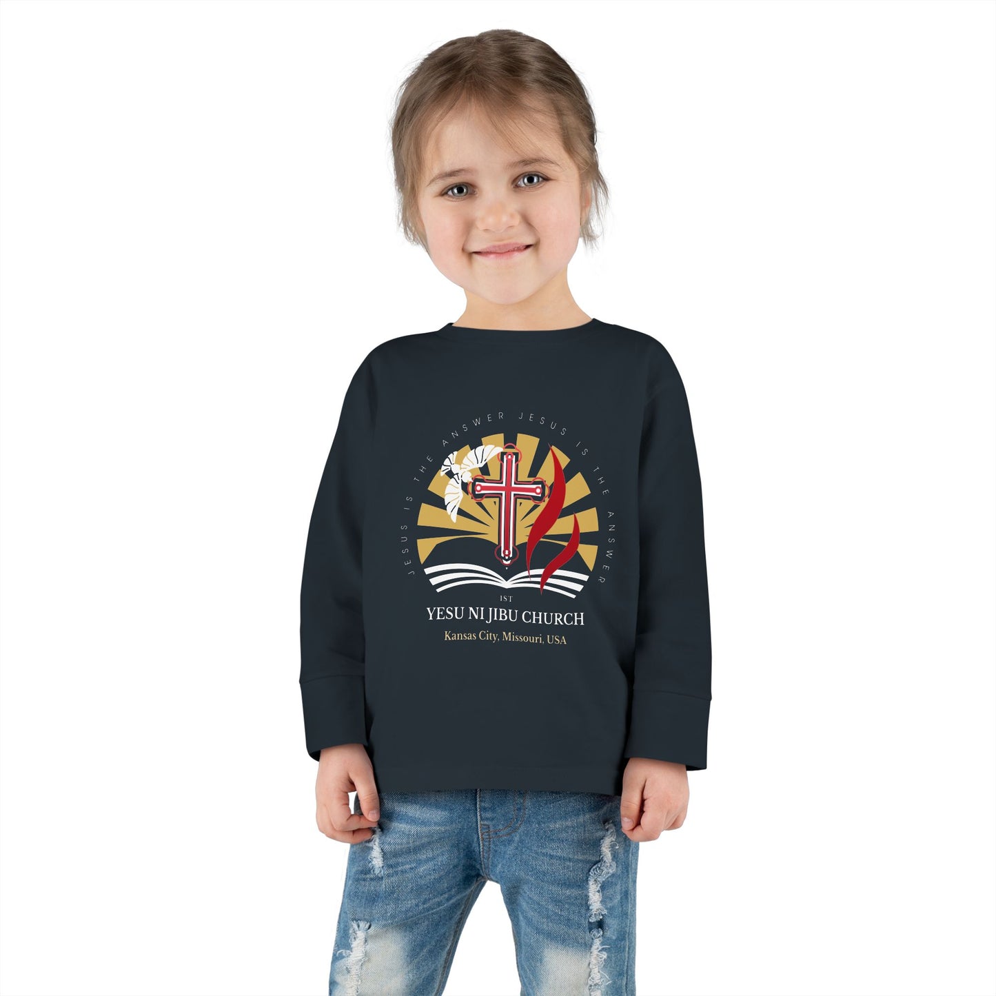 Yesu ni Jibu Toddler Long Sleeve Tee