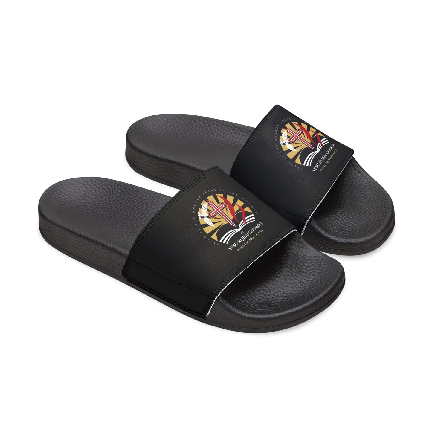 Yesu ni Jibu Removable-Strap Sandals (black)